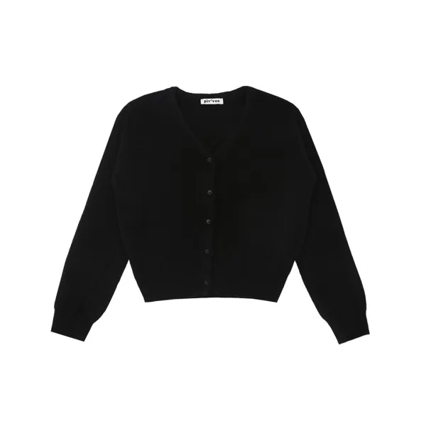 V Neck Knit Cardigan (ebony black)