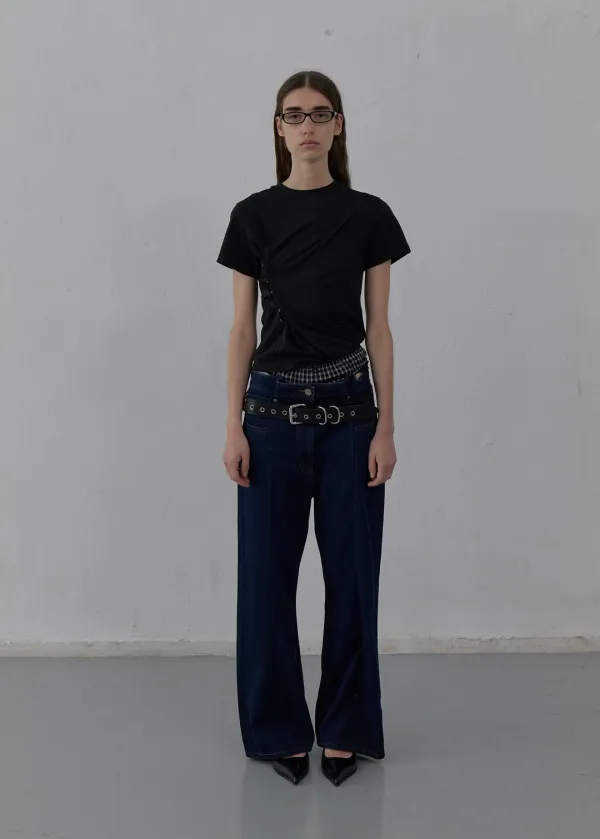 HOOK DETAIL SLIM T-SHIRT (BLACK)