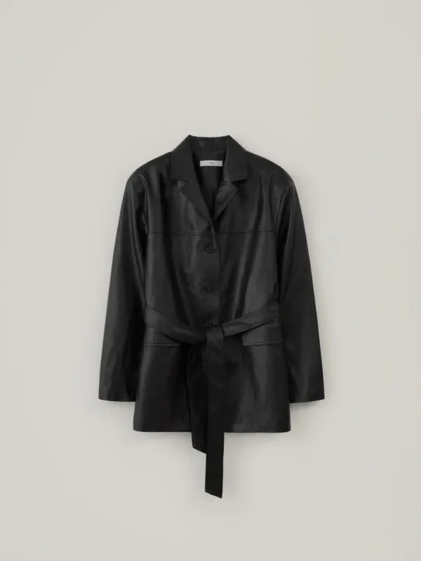Half Leather Jacket - Black