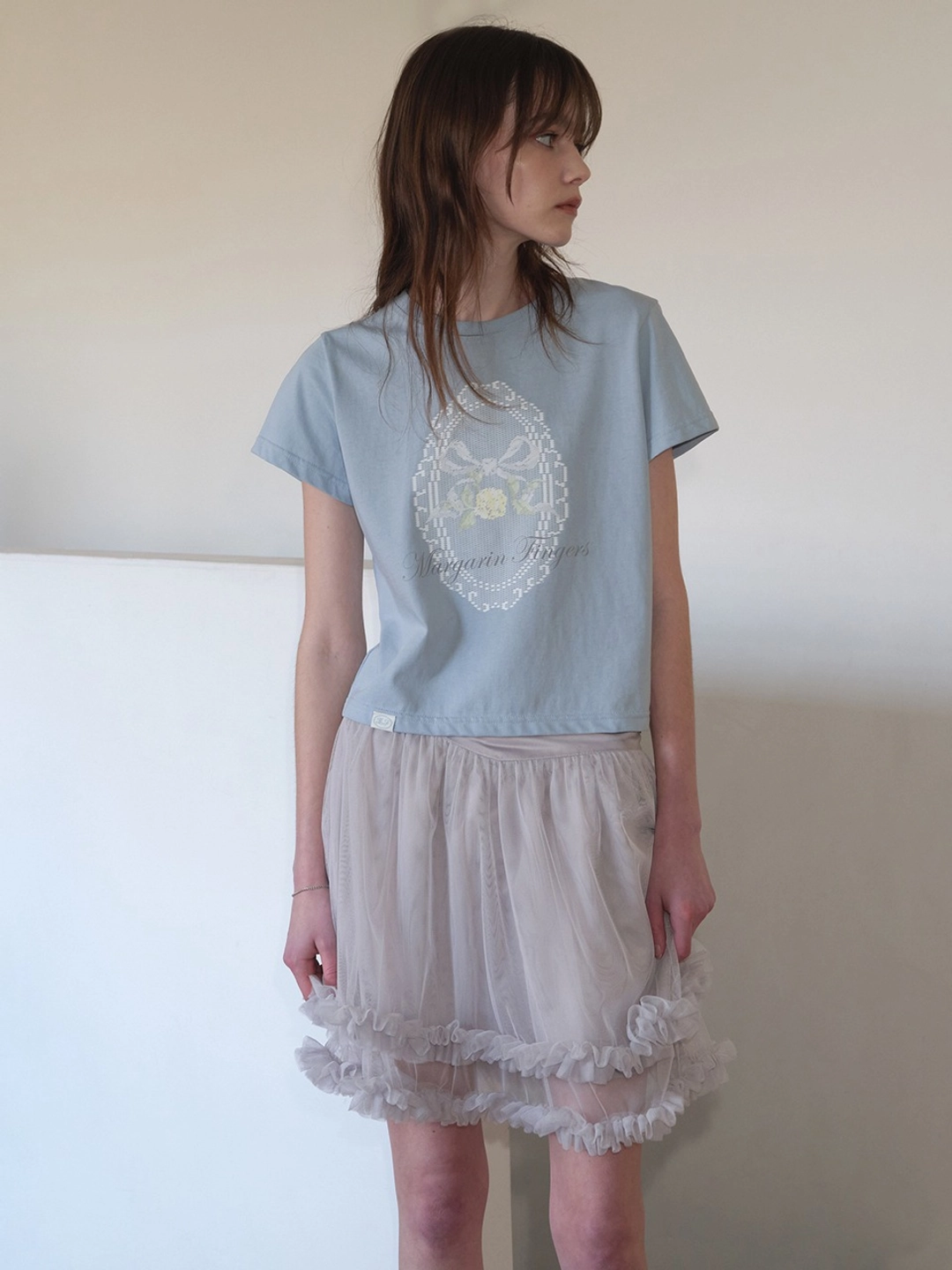 마가린핑거스 LACE PRINT T-SHIRT (LIGHT BLUE) 상품 이미지 2