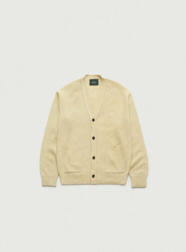Fuzzy V-neck Knit Cardigan_Butter