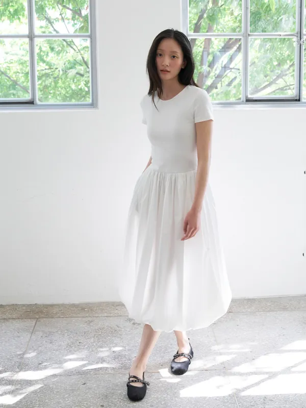 (6/2 예약발송)BALLOON MIX DRESS - WHITE