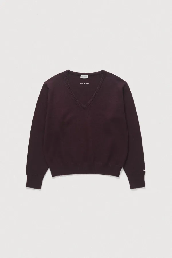 MODEST WOOL V-NECK KNIT [MERLOT BROWN]