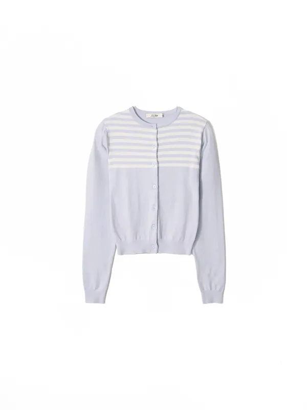 Stripe Knit Cardigan Sky Blue