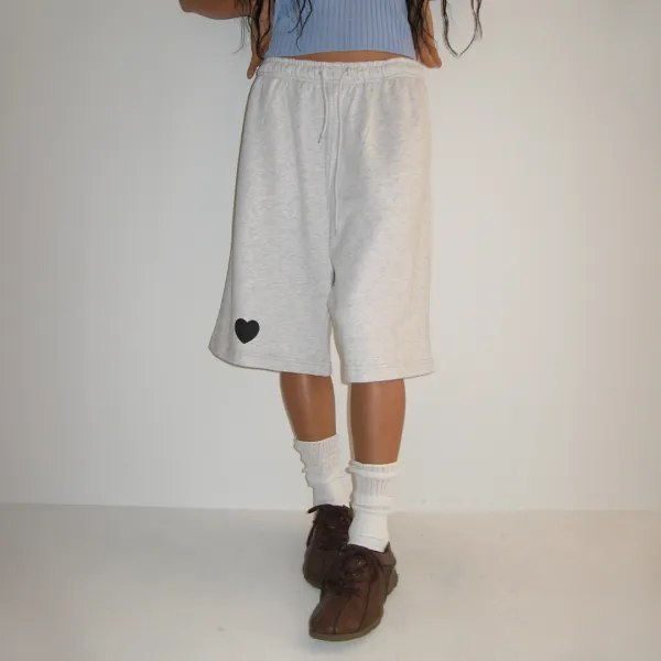 HEART POINT BERMUDA TRAINING HALF PANTS WHITE MELANGE