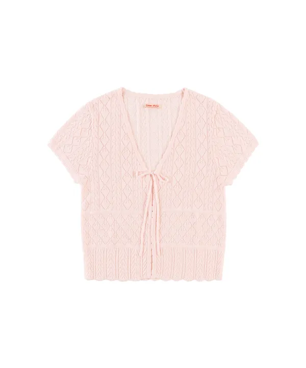 KN4297 펀칭 볼레로 카디건_Light pink