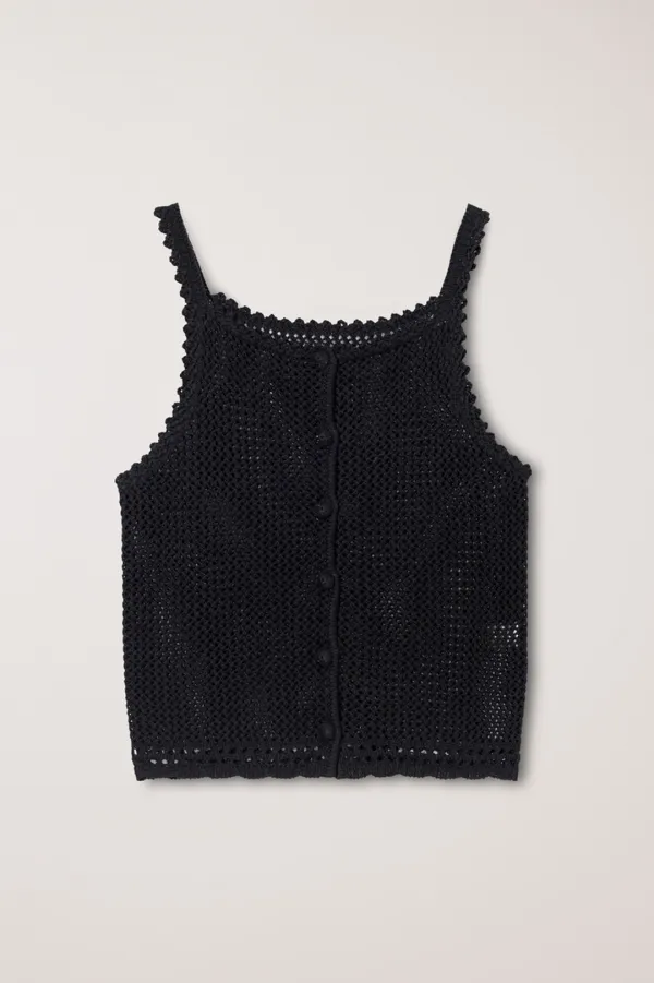 CROCHET BUSTIER KNIT TOP BLACK_UDSW6B232BK