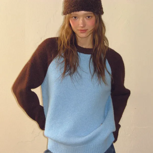 WOOL RAGLAN KNIT SKY BROWN