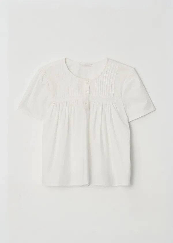 pleats shirring blouse-ivory