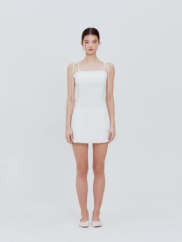 [S 사이즈 6/2 예약배송] Lace frill mini dress (Ivory)