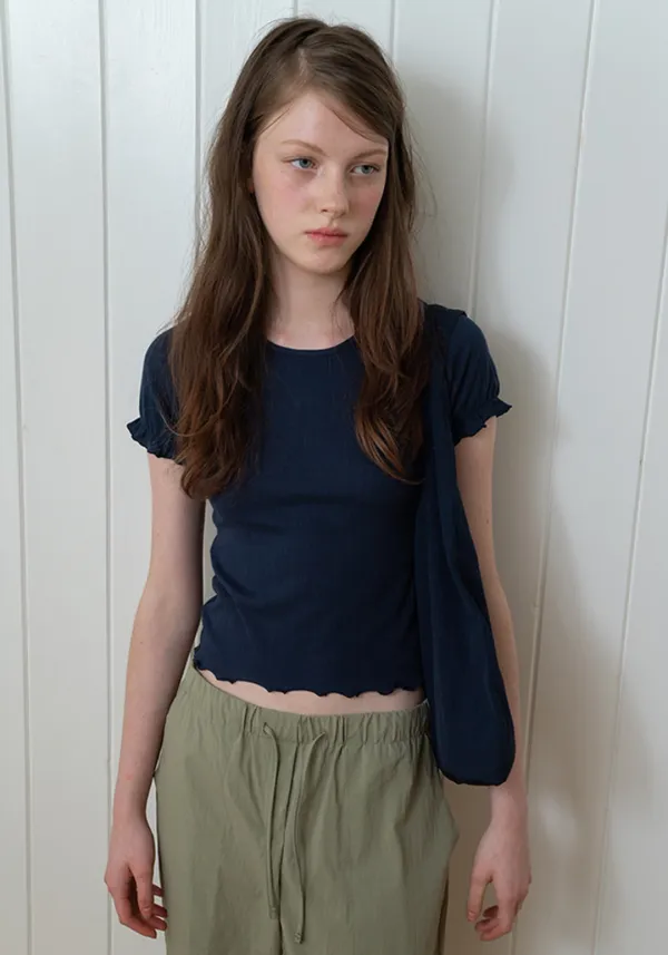 [1차 리오더] Eyelet tee (Navy)