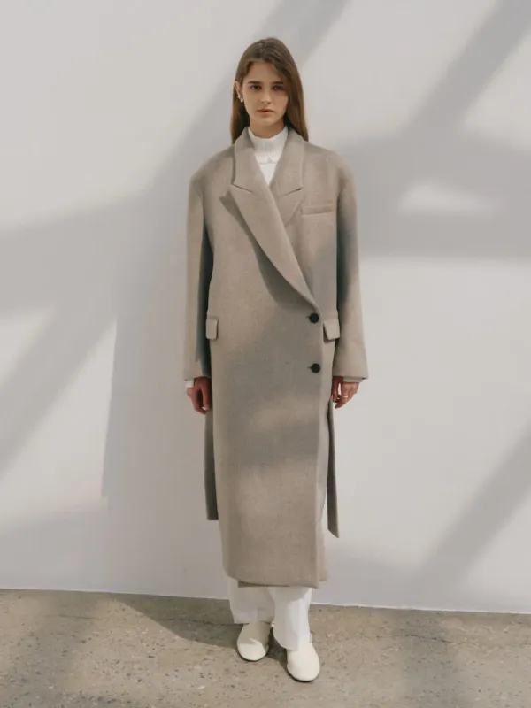 [4th] LONDON Merino Wool Double Oversized Tailored Coat_Oatmeal