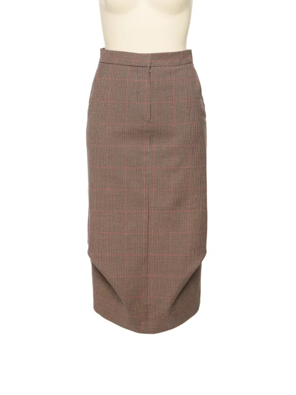 FW25 BROWN CHECK FRONT TUCKED SKIRT