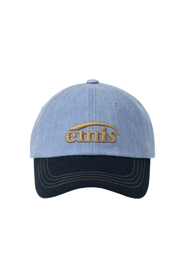 WASHED DENIM BALL CAP-LIGHT BLUE DENIM/NAVY