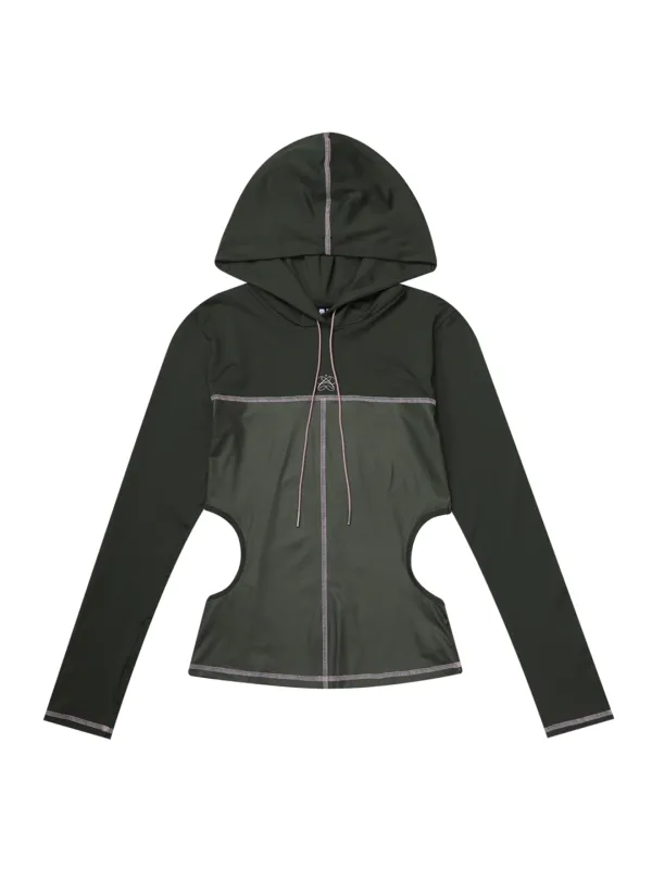 [Last one] SIDE OPEN MESH HOODIE_KHAKI