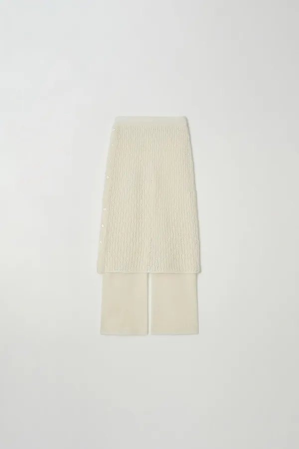 Mohair Skirt Wrap Pants (Ivory)