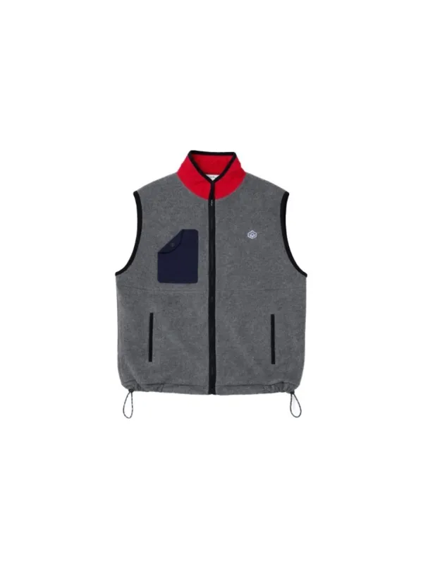 Round Pocket Fleece Vest Grey_F263VE01