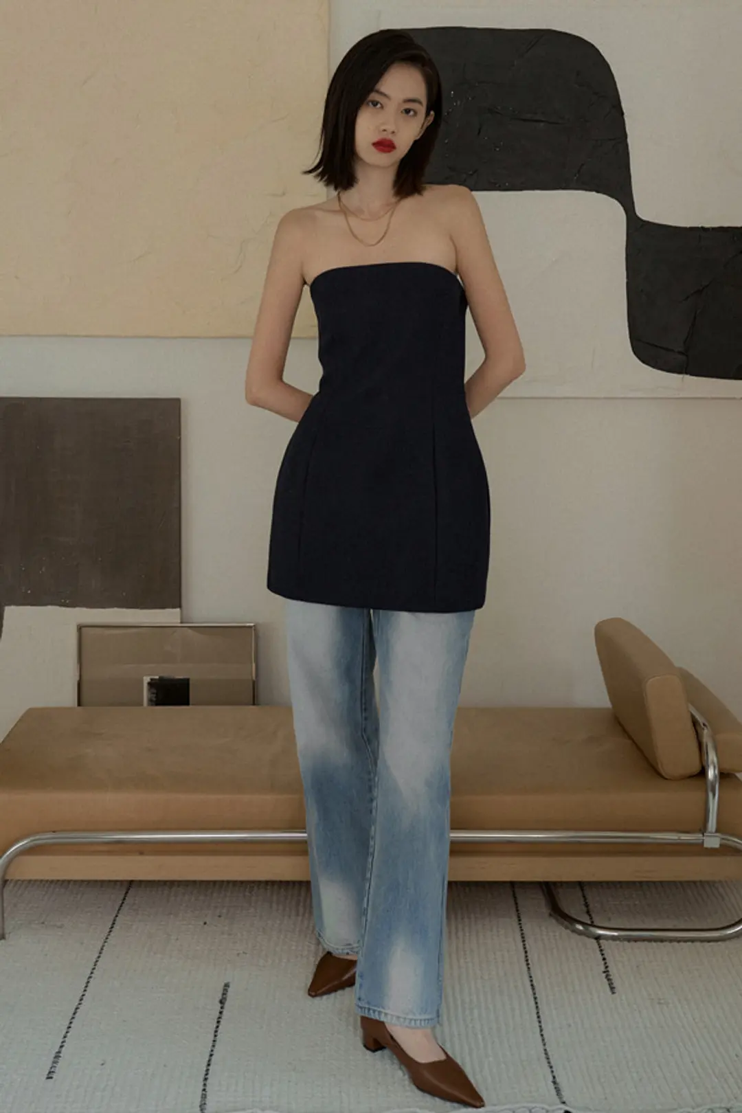 오버듀플레어 VOLUME TUBE DRESS_NAVY 상품 이미지 2