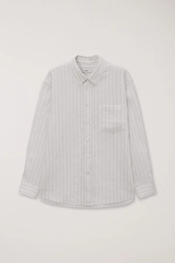 UNISEX OVERSIZED SHEER SHIRT OFF WHITE STRIPE