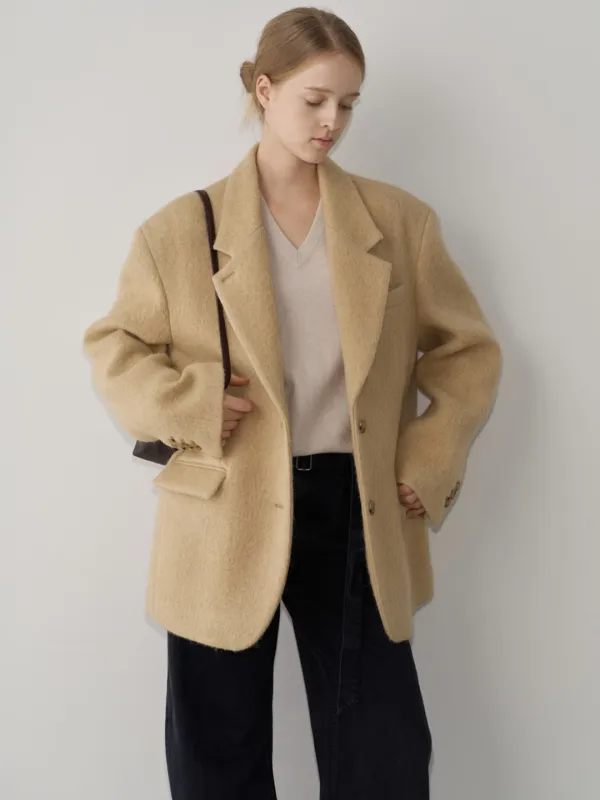 알파카 블레이저 코트_beige