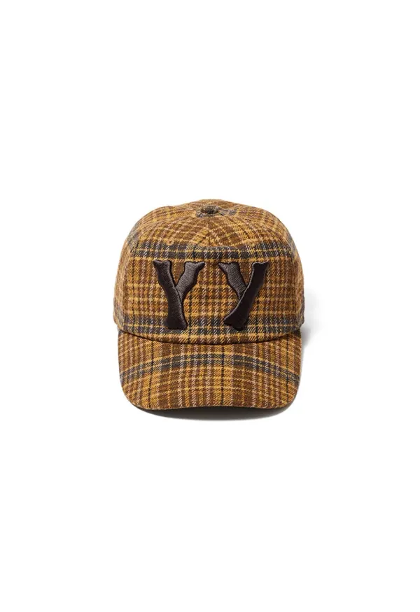 YY CHECKERED HEART BONE BALL CAP, MUSTARD
