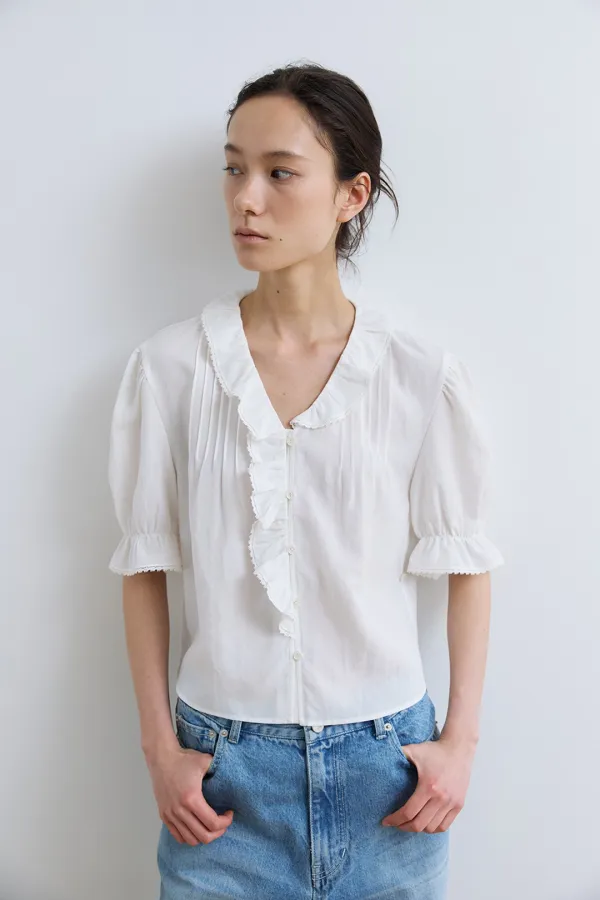 marche ruffle blouse_white