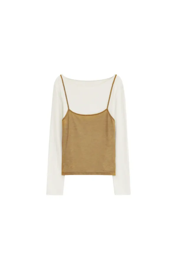 [2nd REORDER] LAYERED COMBI SET UP TOP [BEIGE]