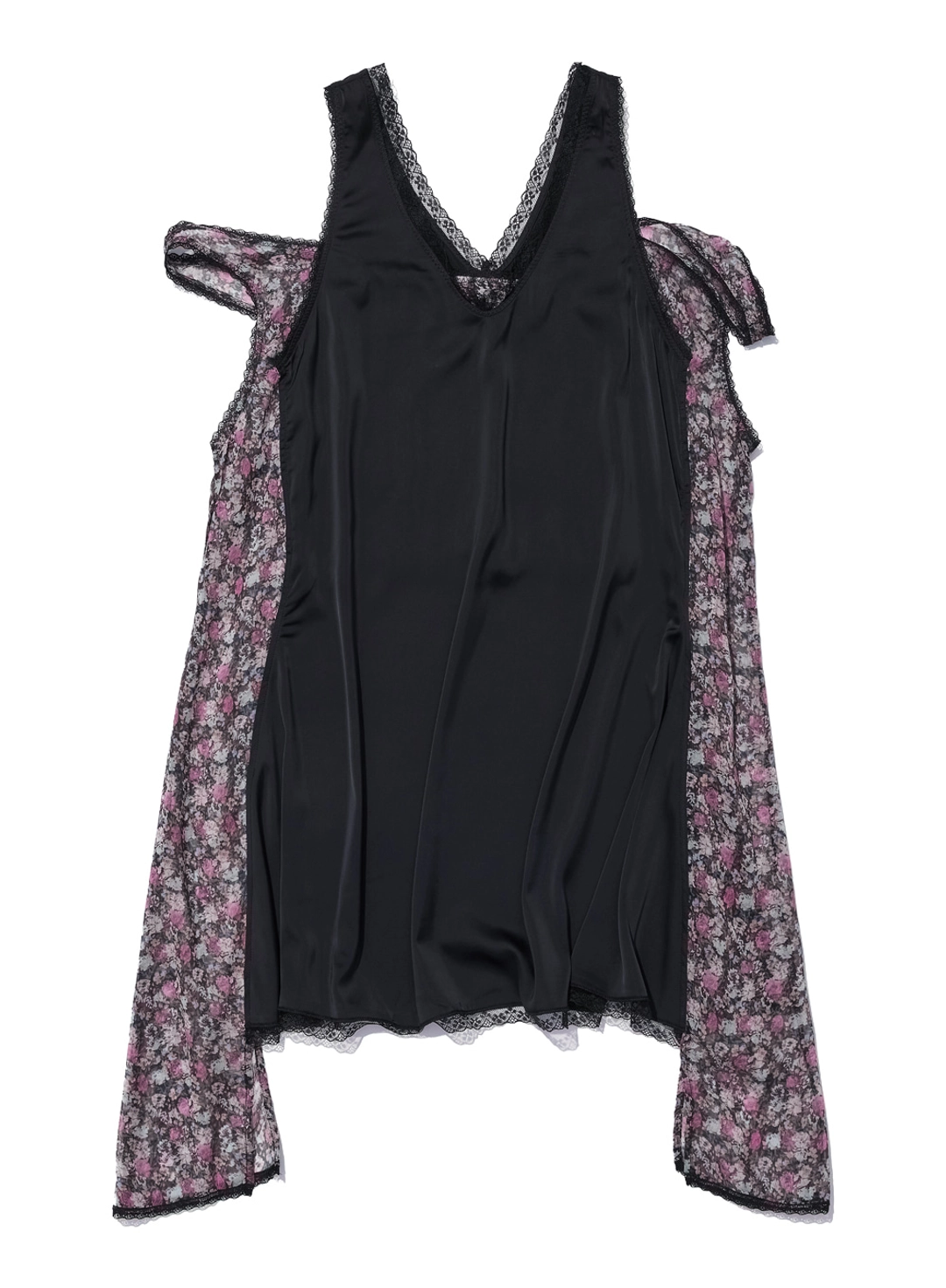 파르티멘토 [WOMEN] ASYMMETRIC LACE TRIM SLIP DRESS_BLACK 상품 이미지 1