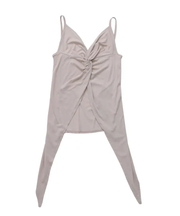 TWISTED SLIT SLEEVELESS TOP BEIGE