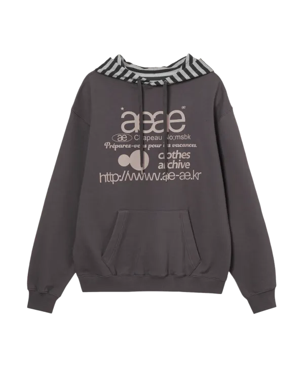 WEB LOGO LOOSED HOODIE [PURPLE CHARCOAL]