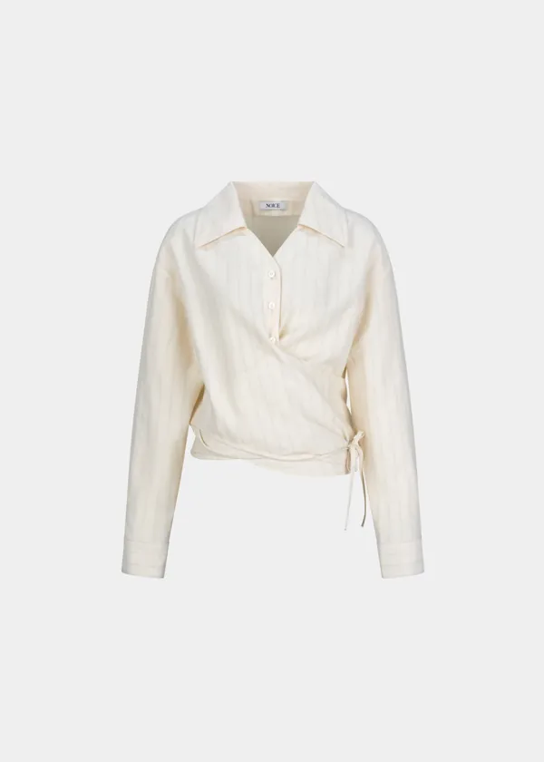 W MOROCCO STRIPED KNOT BLOUSE - IVORY