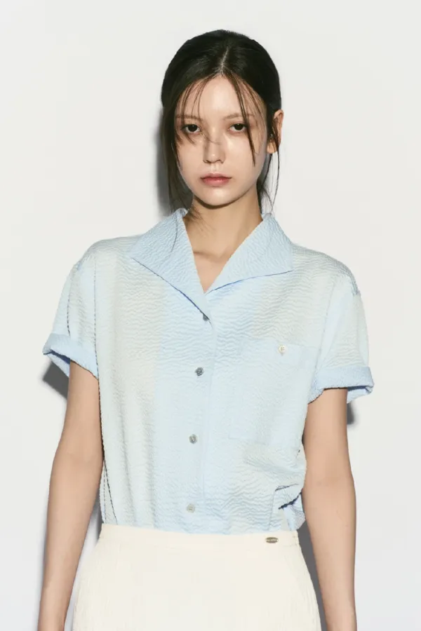 SEERSUCKER HALF SLEEVE SHIRTS CLOUD