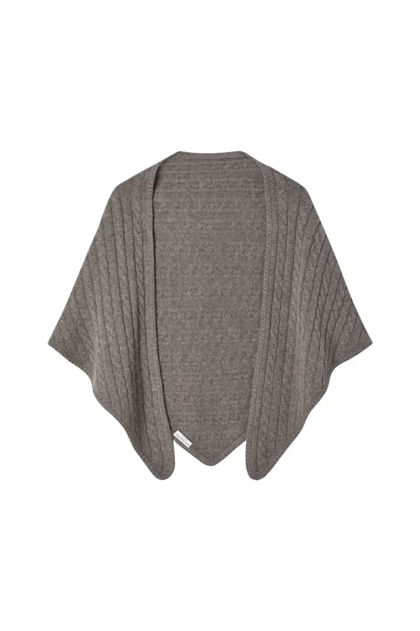[10% cashmere] 케이블 캐시미어 삼각숄 머플러_멜란지모카