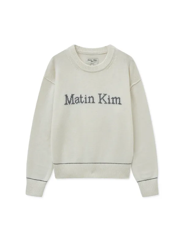 COLOR TRIM LINE LOGO PULLOVER IN IVORY