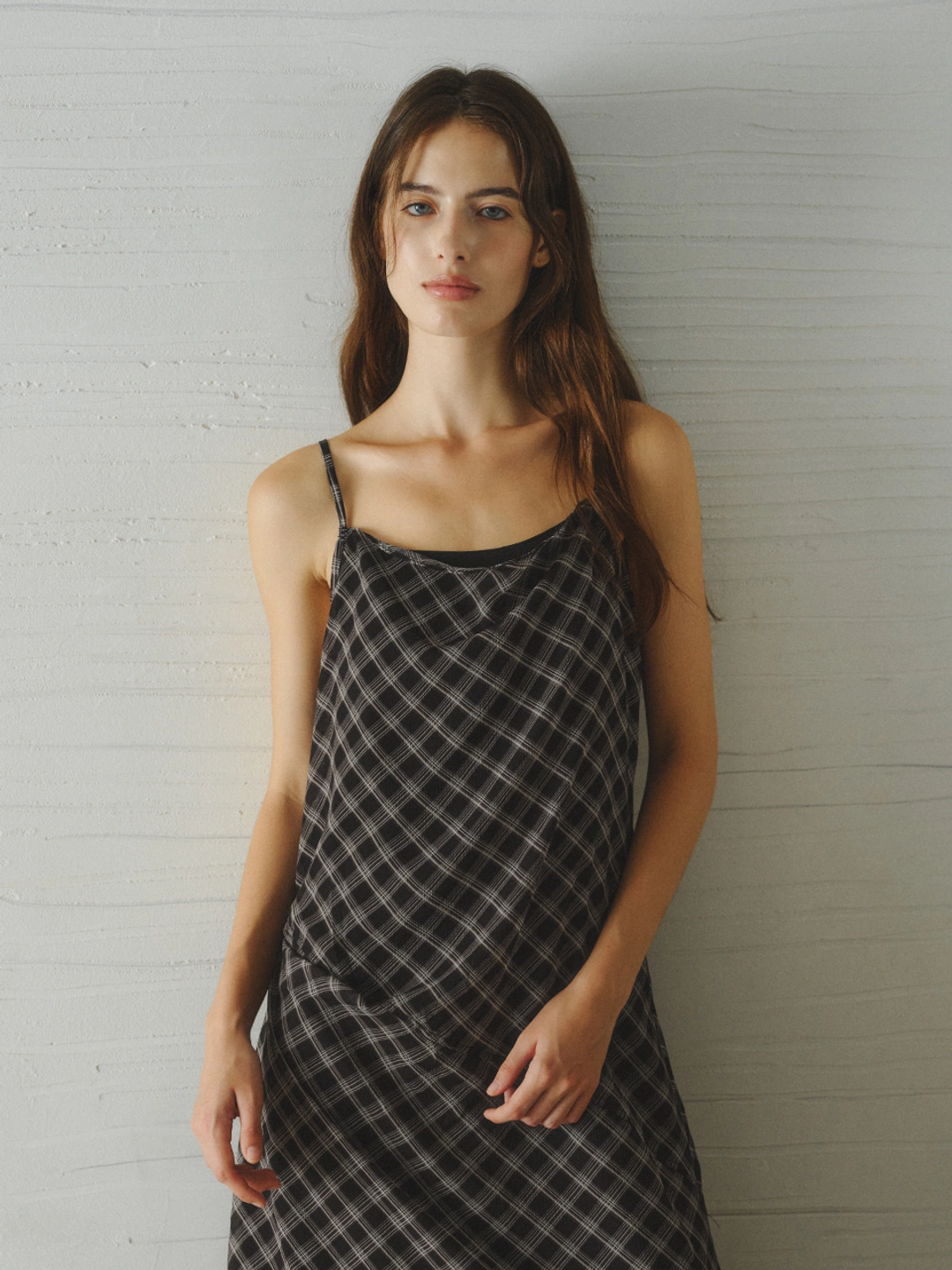 르니나 RAY layered check dress_black 상품 이미지 2