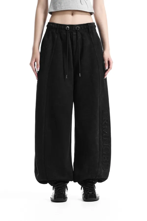 Embossed Logo Set-Up Jogger Sweat Pants [ Black ]
