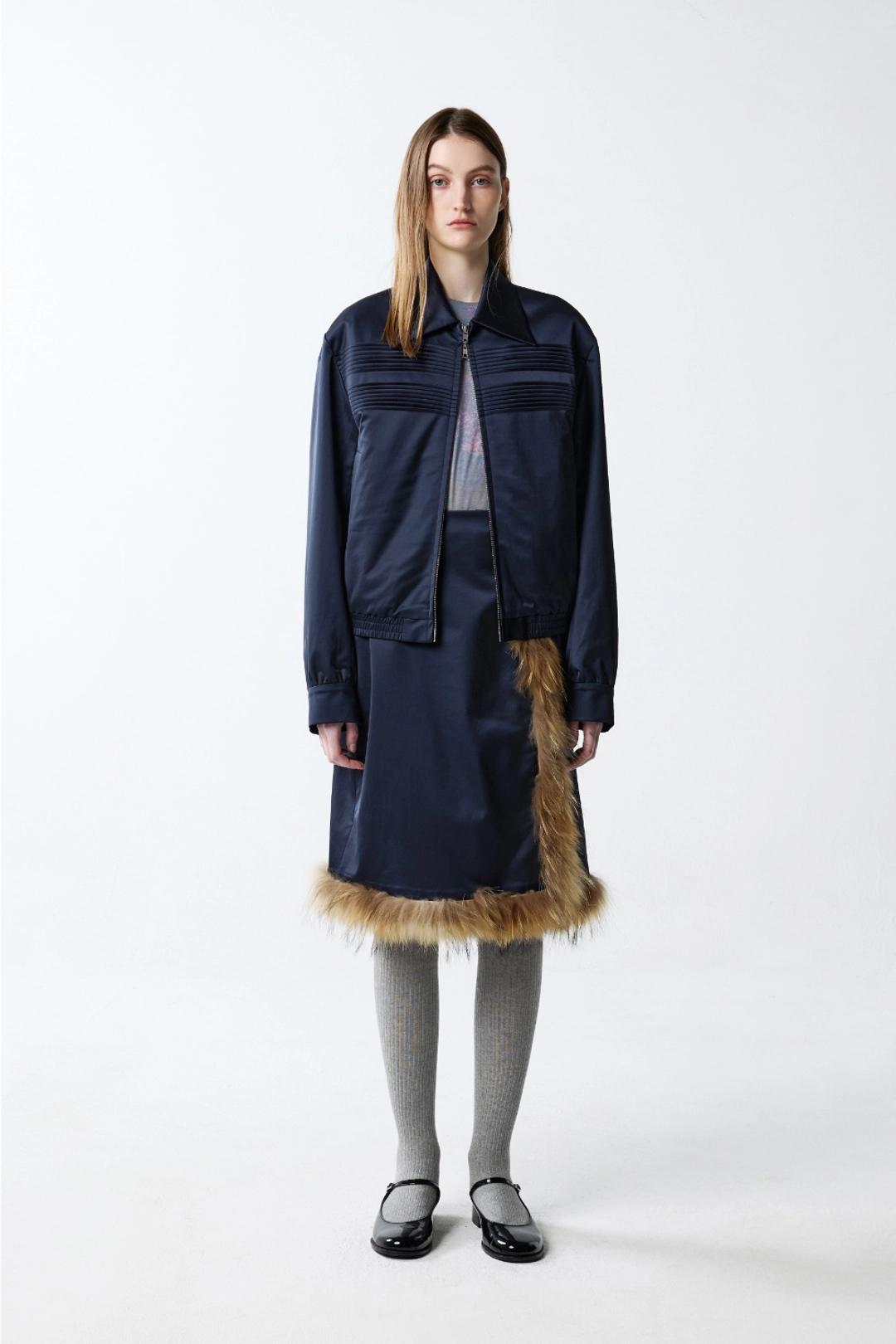 지수리 Pintuck jacket - Navy 상품 이미지 2