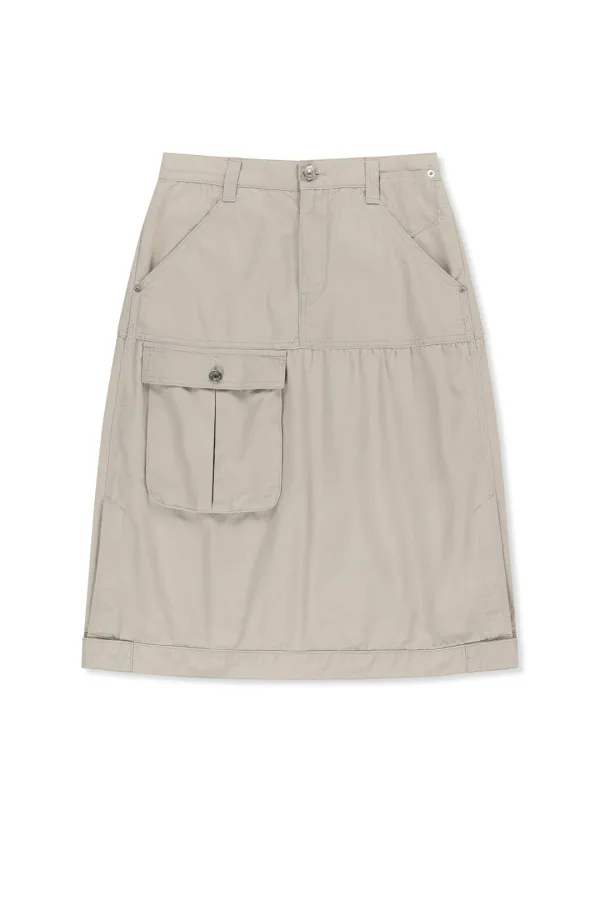 VINTAGE POCKET MIDI SKIRT IN LIGHT BEIGE
