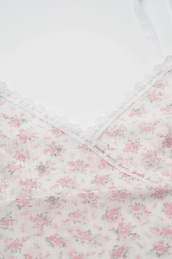 Via Floral pattern sleeveless (Pink flower)