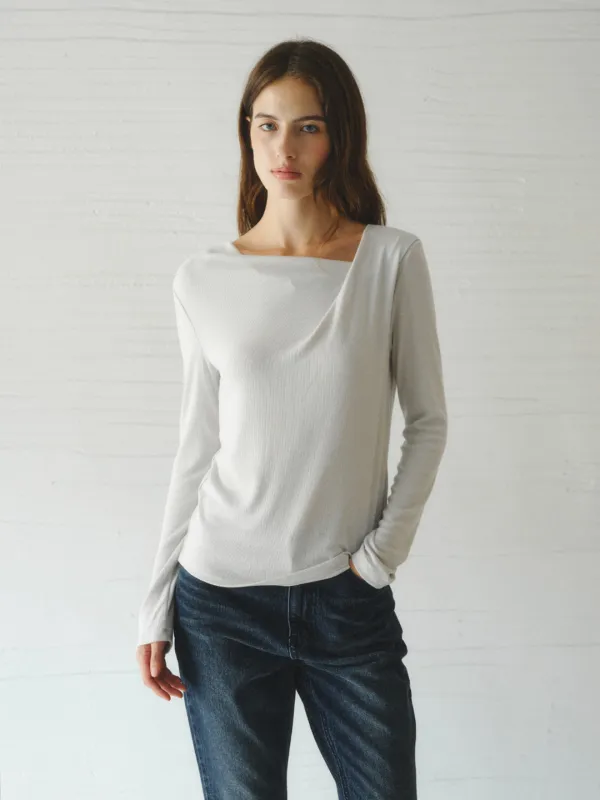 ROEL drape neck t-shirt_light gray