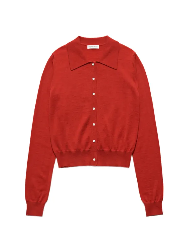 BUTTON DOWN CARDIGAN / RED 