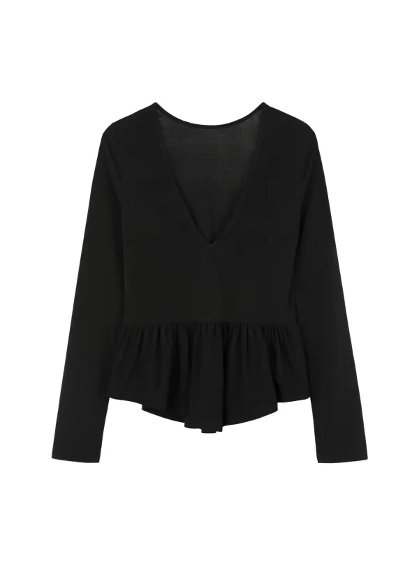 RUFFLE SLIM TOP (BLACK)