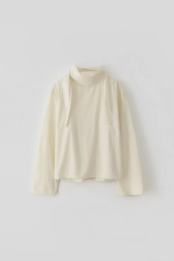 Long-Sleeve Scarf Blouse_Cream