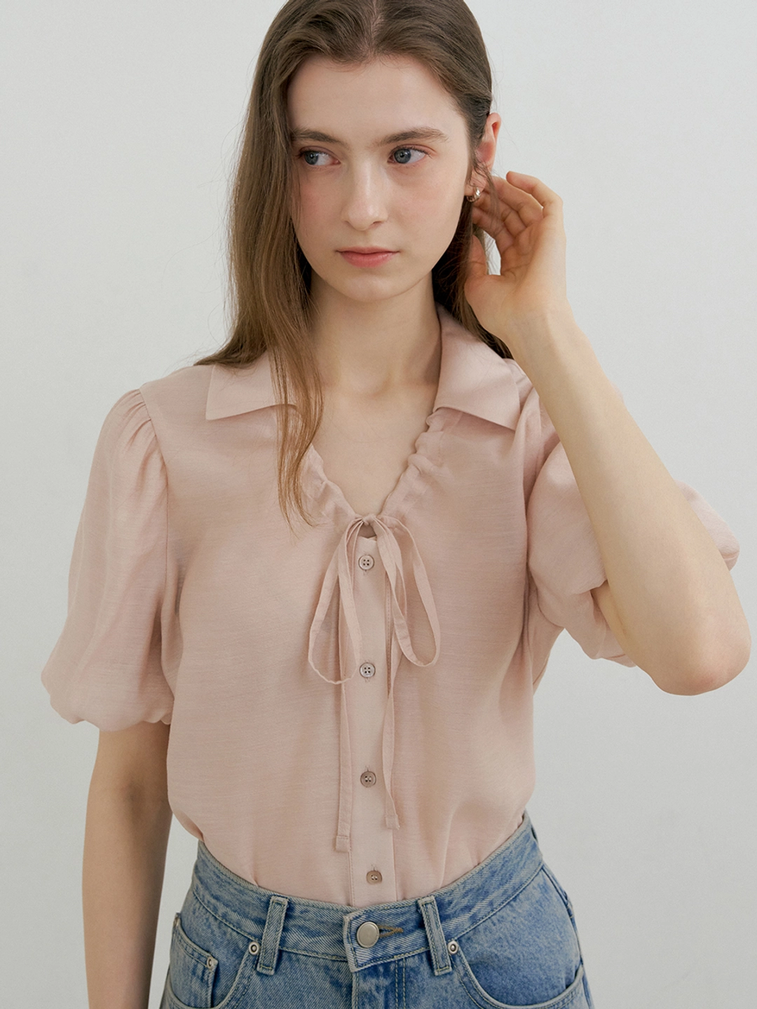 아워코모스 comos 1489 double-sleeve string blouse (rose pink) 상품 이미지 2