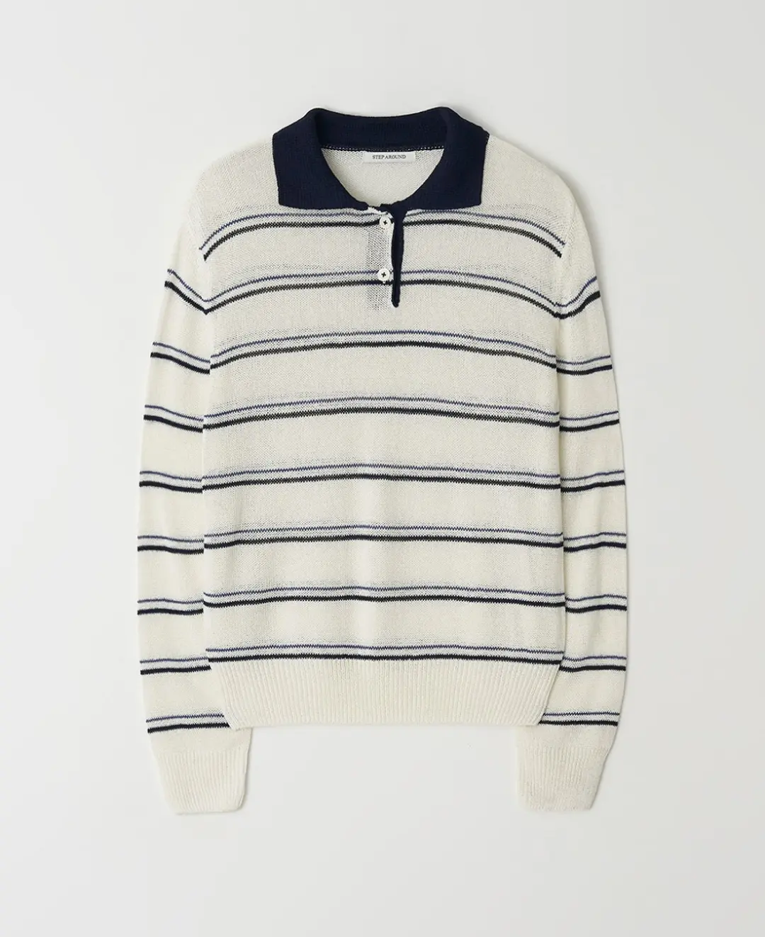 스텝어라운드 [11차] Stripe collar linen knit_NAVY 상품 이미지 3