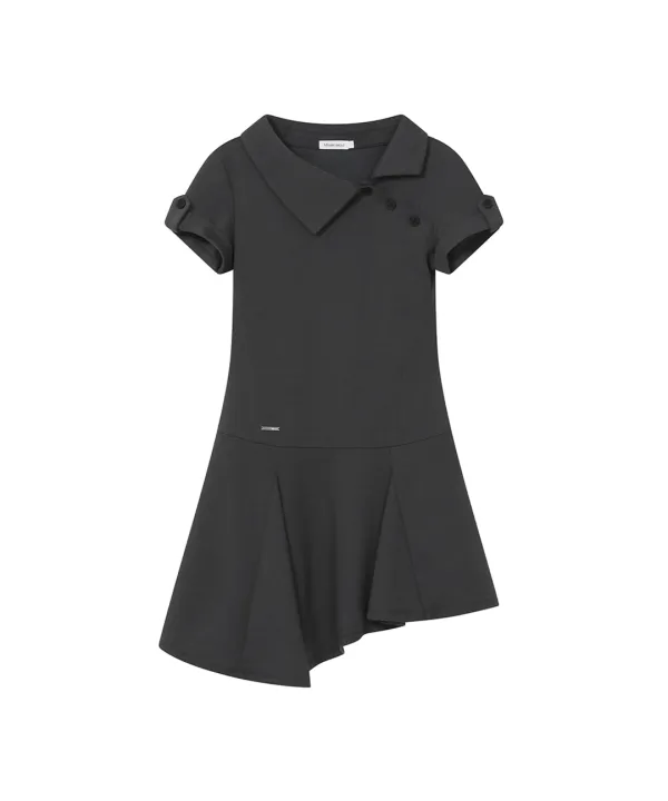 Slash button flare one piece CHARCOAL