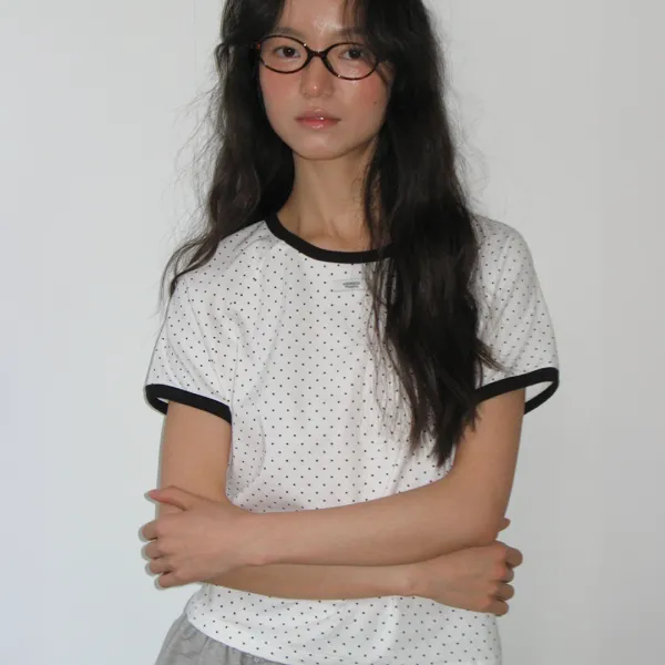 DOT RINGER PUFF T SHIRT WHITE