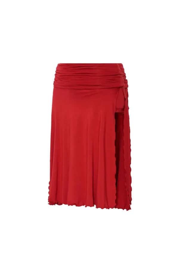 SLIT MIDI SKIRT PANTS (RED)