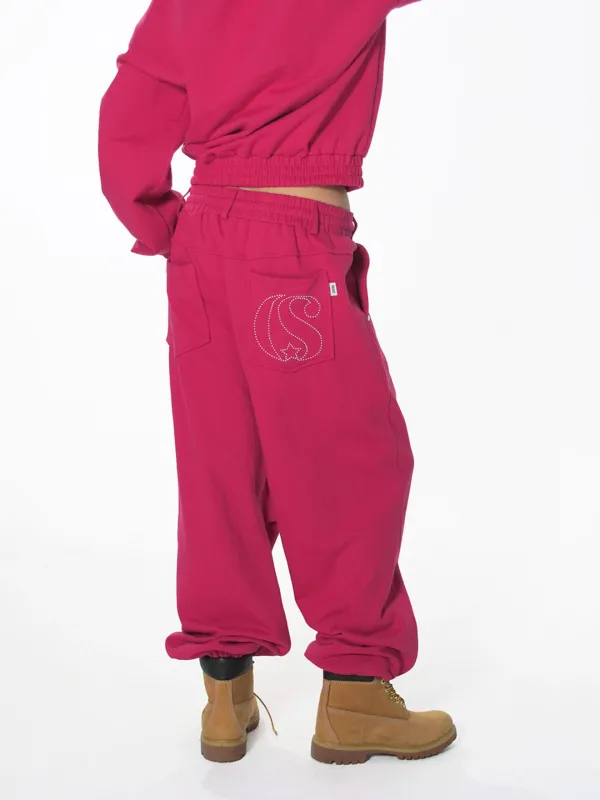 CURVED RIVET JOGGER PANTS_PLUM