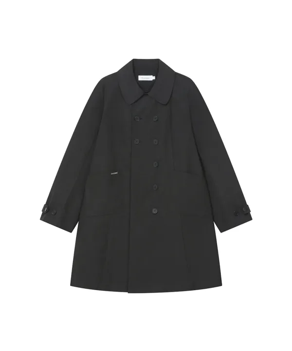 [레이 PICK] Double button pleats trench coat BLACK